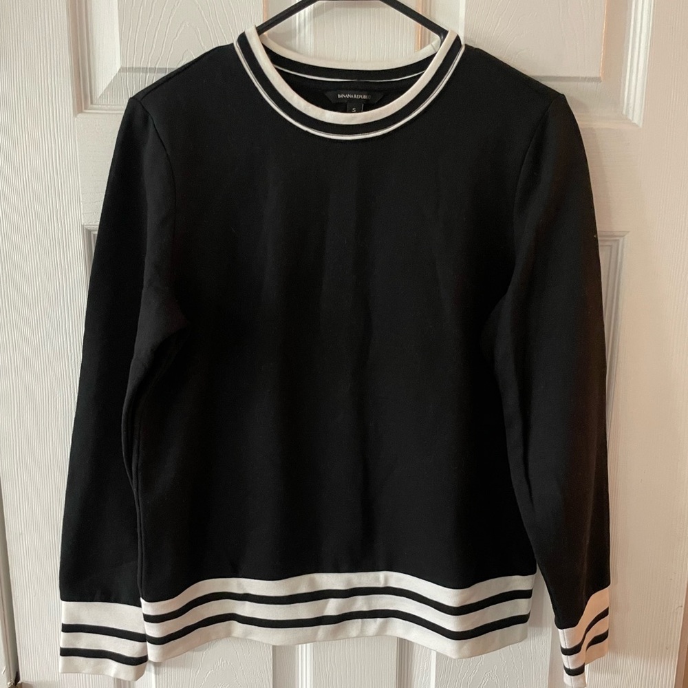 Banana Republic Black and White Striped Sweatshirt